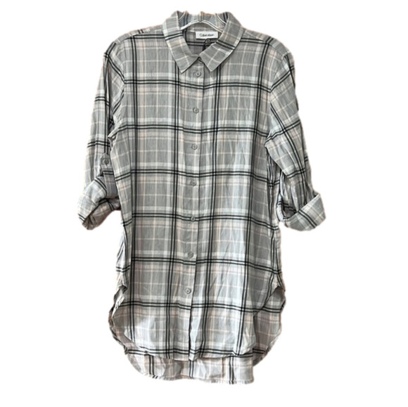 Calvin Klein Plaid Button Down Shirt XS NWT - Picture 1 of 7
